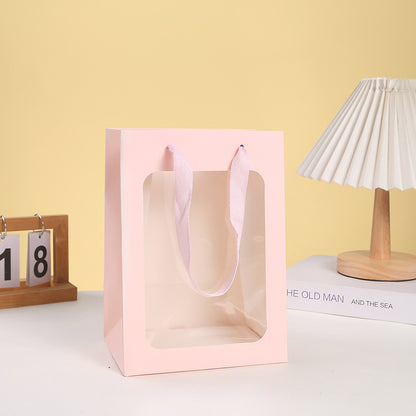 Sac d'emballage cadeau transparent en marbre avec fenêtre 