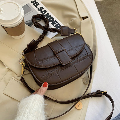 Simple Solid Color Clap Shoulder Bag