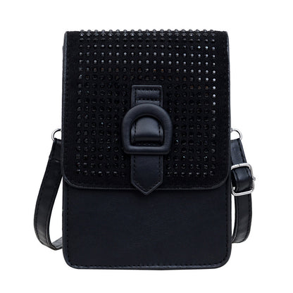 Women Fashion Vertical Rhinestone Square Crossbody Bag