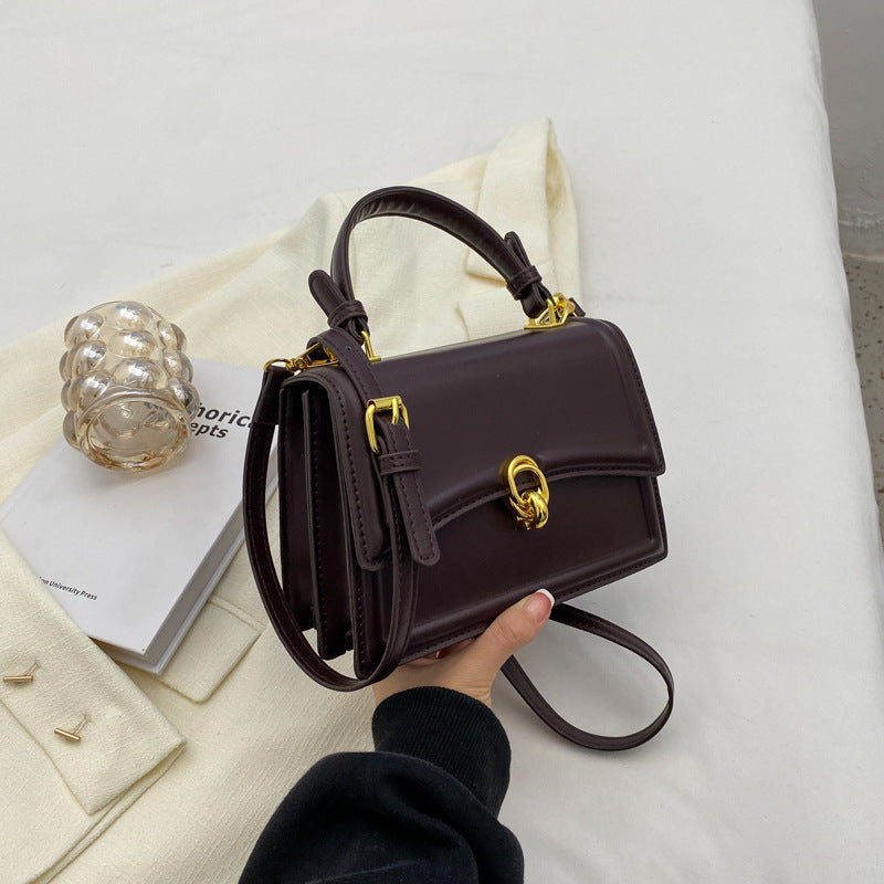 Women Fashion Retro Solid Color Square Shoulder Bag