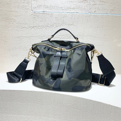 Sac à bandoulière en nylon à fermeture éclair pour femme, style décontracté et tendance, couleur unie 