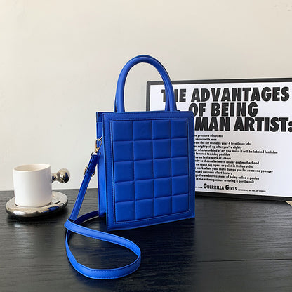 Sac à bandoulière en PU de grande capacité pour femme, motif écossais gaufré, couleur unie 