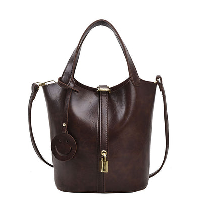 Women Simple And Fashionable Large Capacity PU Crossbody Bucket Bag