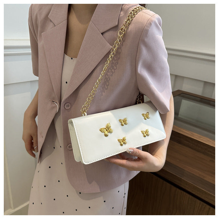 Sac à bandoulière carré à chaîne papillon tendance 