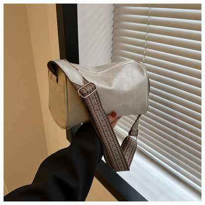 Women Fashion Retro Solid Color Baguette Shoulder Bag