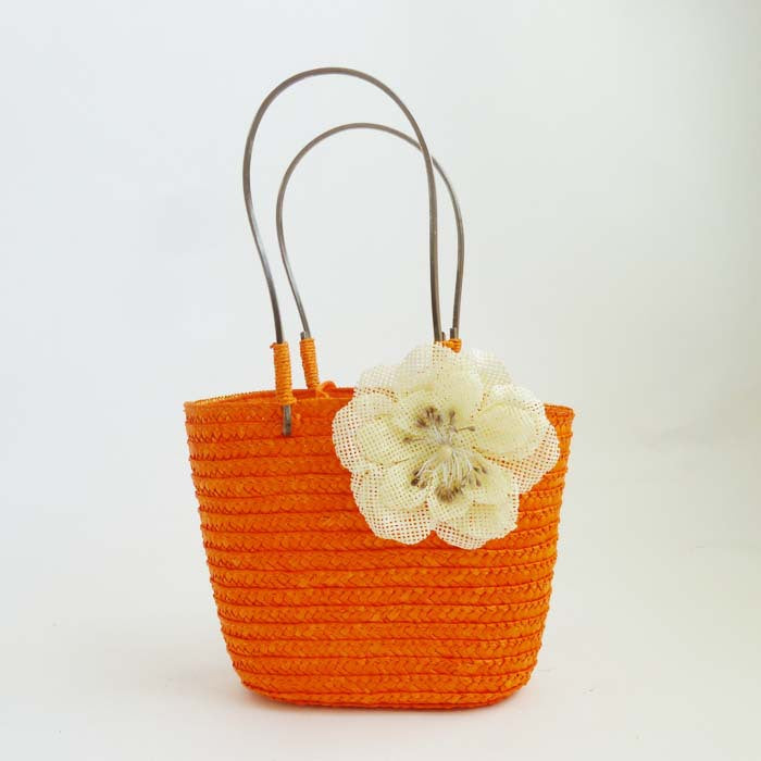 Women Fashion 5 Colors Floral Straw Bag Handbag