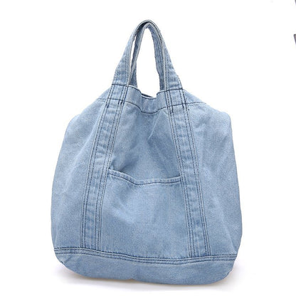 Sac à bandoulière en denim pour femme, design décontracté, grande capacité, sac de courses 