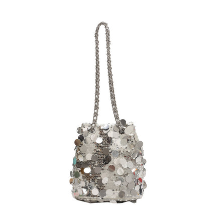 Sac seau à bandoulière à paillettes pour femme 