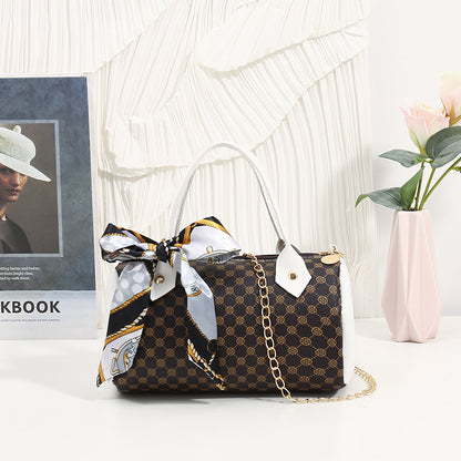 Sac à bandoulière vintage à chaîne imprimée de grande capacité