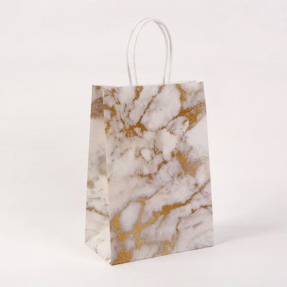 Sac d'emballage cadeau portable créatif en papier kraft série marbre 