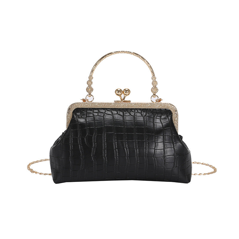 Women Fashion Antique Clip Bag Retro Chain Shoulder Bag