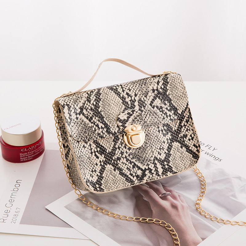 Women Fashion Snake Pattern Vintage Messenger Mini Bag