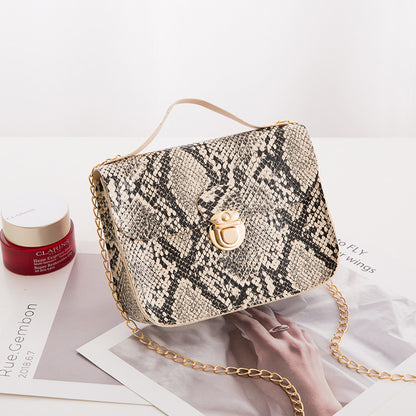 Women Fashion Snake Pattern Vintage Messenger Mini Bag