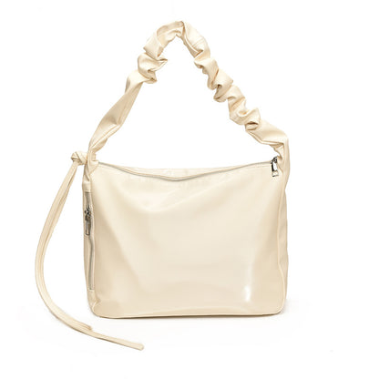 Sac à bandoulière plissé simple et tendance pour femme, grande capacité, couleur unie 