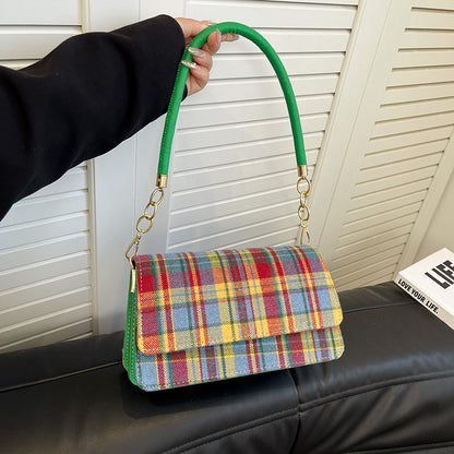 Sac à bandoulière carré à carreaux vintage 