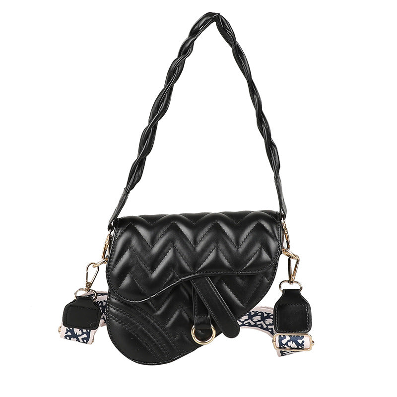 Sac à bandoulière tendance en fil brodé de couleur unie 