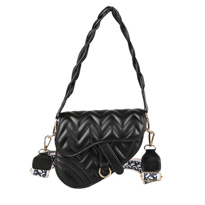 Sac à bandoulière tendance en fil brodé de couleur unie 