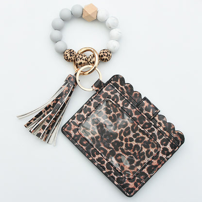 Women Fashion Beaded Pu Tassel Coin Purse