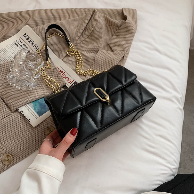 Sac à bandoulière en PU de couleur unie pour femme, design chic à rabat et boucle 