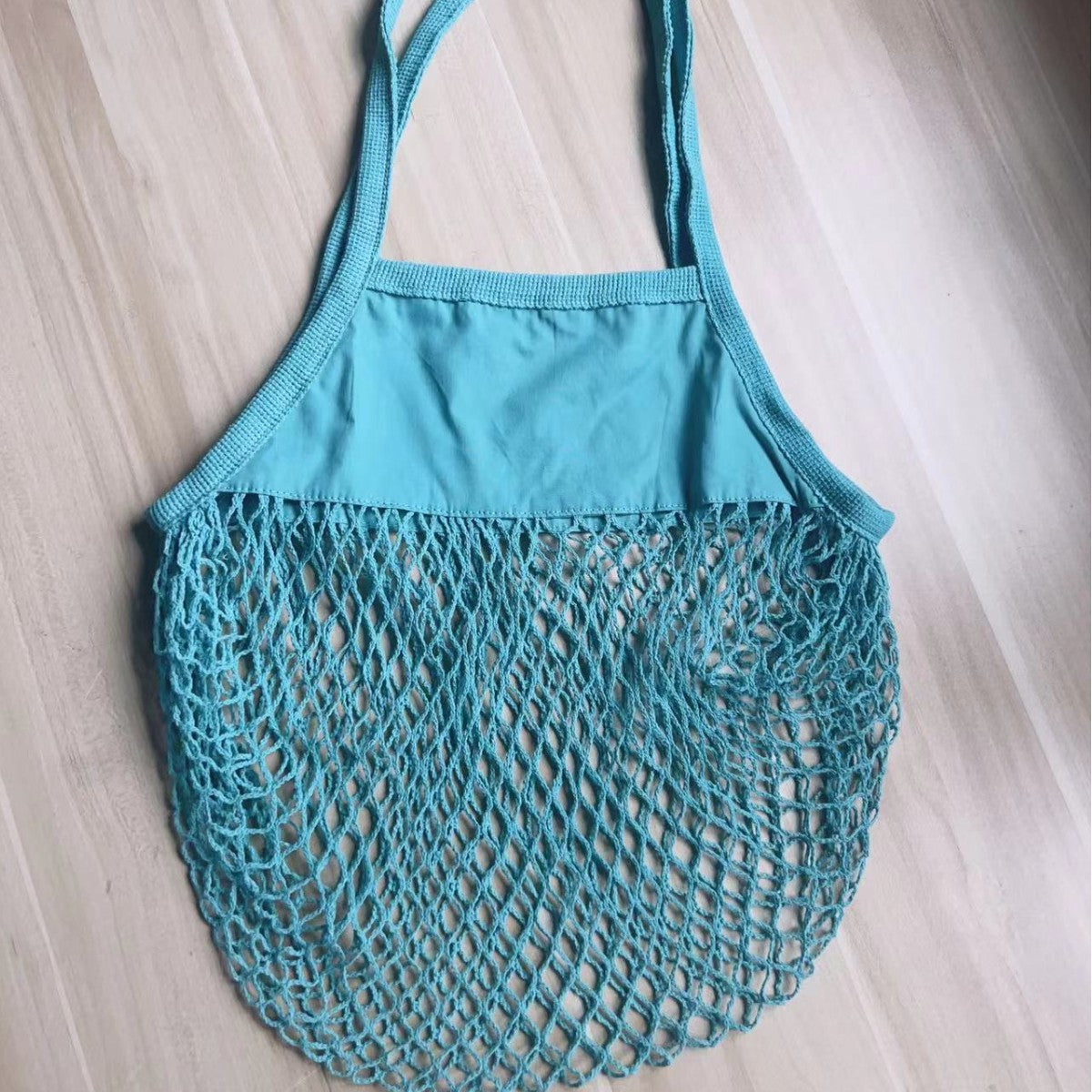 Fashion Solid Color Knitted Large Capacity Shopping Net Bag Beach Bag