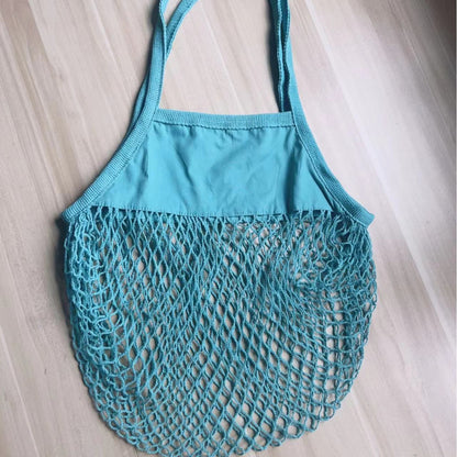Fashion Solid Color Knitted Large Capacity Shopping Net Bag Beach Bag