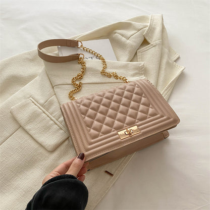 Women Simple Casual Solid Color Square Chain Shoulder Bag