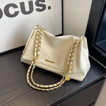 Sac à bandoulière rétro à chaîne pour femme, grande capacité, automne et hiver 