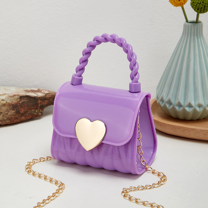 Mini sac messager tendance couleur unie avec cadenas pour femme 