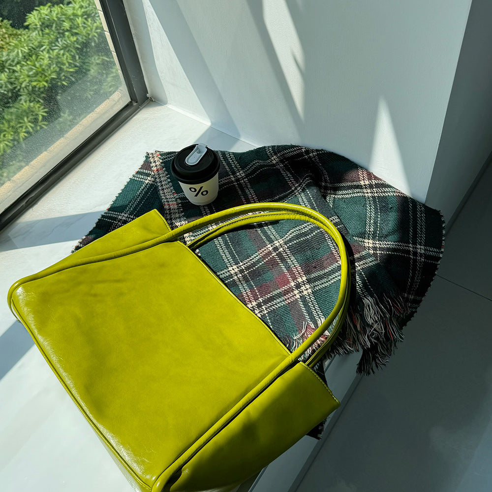 Women Casual Simple Solid Color Large Capacity Tote Bag