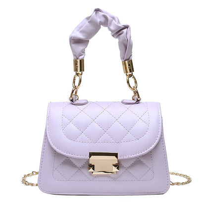 Women Fashion Solid Color Rhomboid Flap Square Chain Crossbody Bag