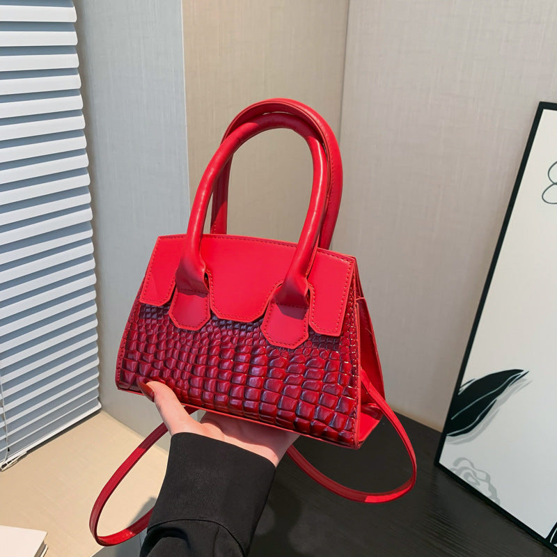 Sac à bandoulière tendance à motif pierre de couleur unie 