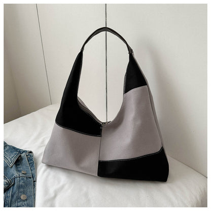 Sac à bandoulière en toile patchwork à blocs de couleurs pour femme 