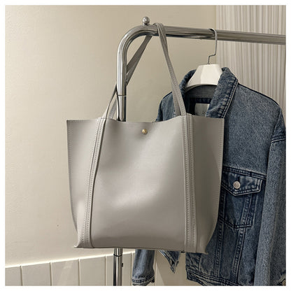 Women Fashionable Solid Color Large Capacity PU Tote Bag