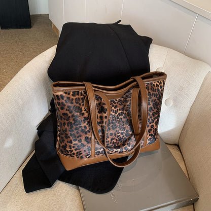 Women Fashion Retro Leopard Pu Tote Bag