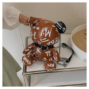 Sac bandoulière à chaîne en forme d'ours graffiti créatif de dessin animé 