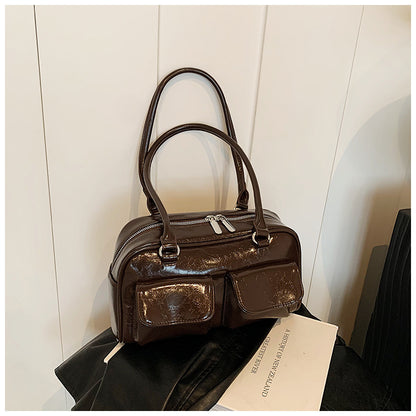 Sac à bandoulière décontracté rétro pour femme avec poches de grande capacité 