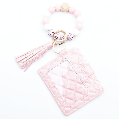 Women Fashion Beaded Pu Tassel Coin Purse