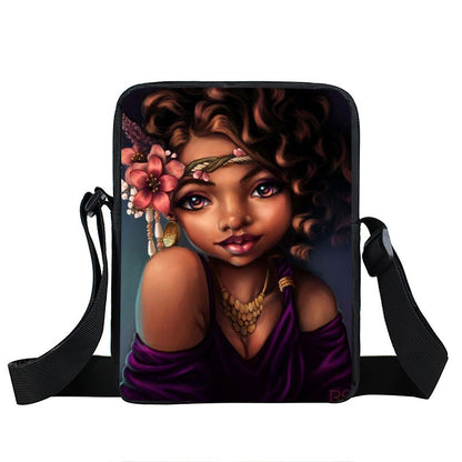 Creative Fashion Polyester Cartoon Girl Print Shoulder Bag