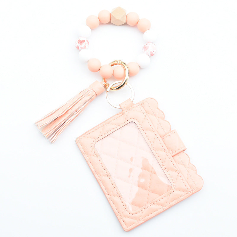 Women Fashion Beaded Pu Tassel Coin Purse