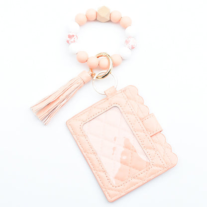 Women Fashion Beaded Pu Tassel Coin Purse