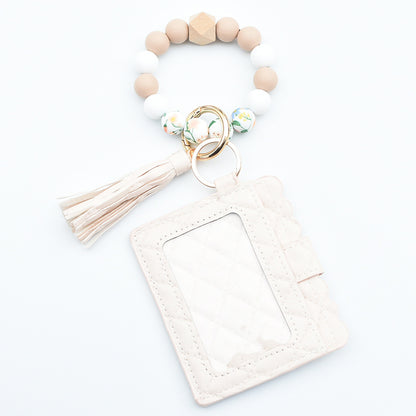 Women Fashion Beaded Pu Tassel Coin Purse