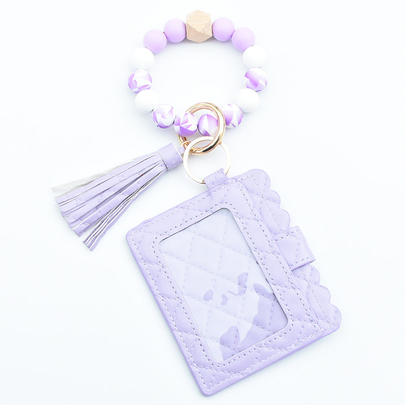 Women Fashion Beaded Pu Tassel Coin Purse