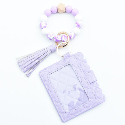 Women Fashion Beaded Pu Tassel Coin Purse