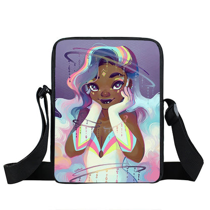 Creative Fashion Polyester Cartoon Girl Print Shoulder Bag