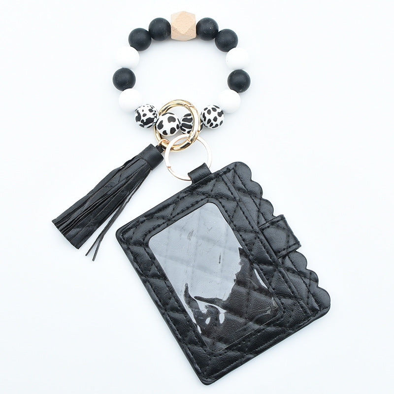 Women Fashion Beaded Pu Tassel Coin Purse