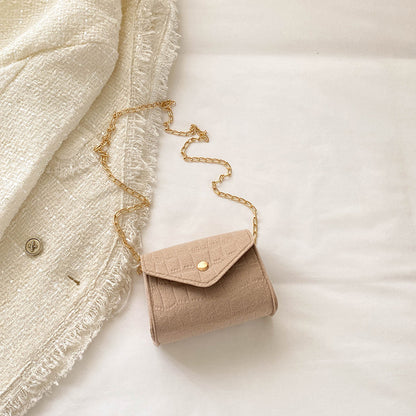 Women Fashion Simple Felt Mini Square Flap Chain Crossbody Bag