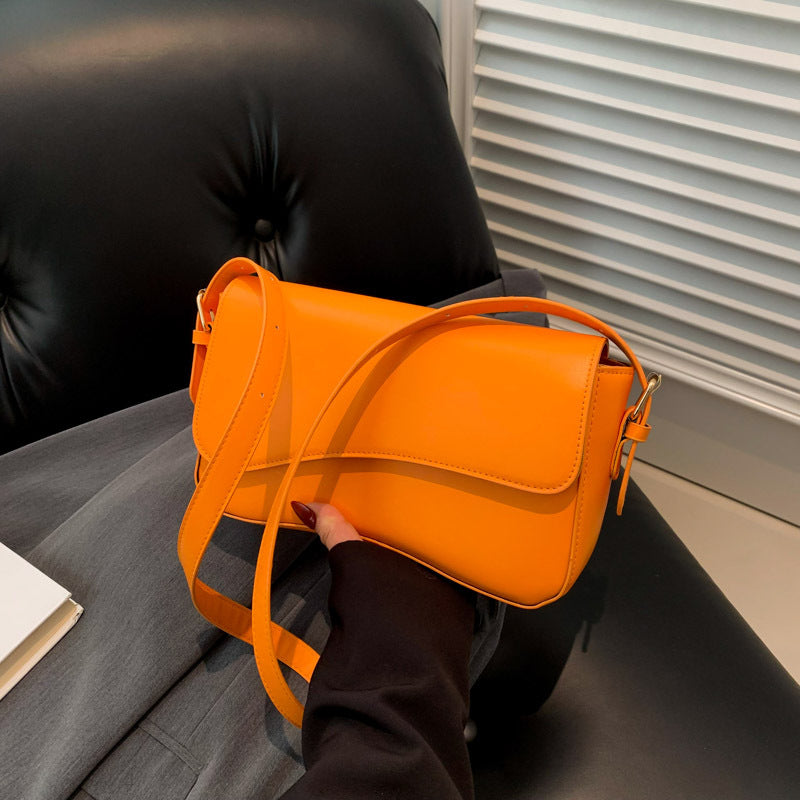 Sac à bandoulière carré à rabat en PU pour femme, couleur unie, tendance 