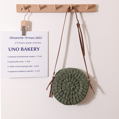 Bohemian Style Beach Holiday Round Woven Shoulder Bag