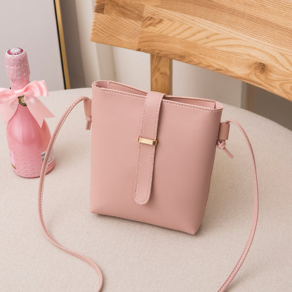 Women Fashionable Simple Solid Color Square Zipper Mini Single Shoulder Crossbody Bucket Bag
