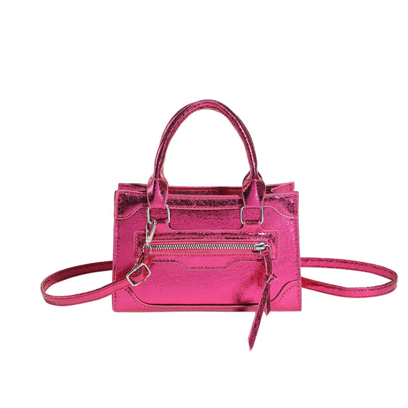 Women Fashionable Simple Solid Color Zipper Square Crossbody Bag